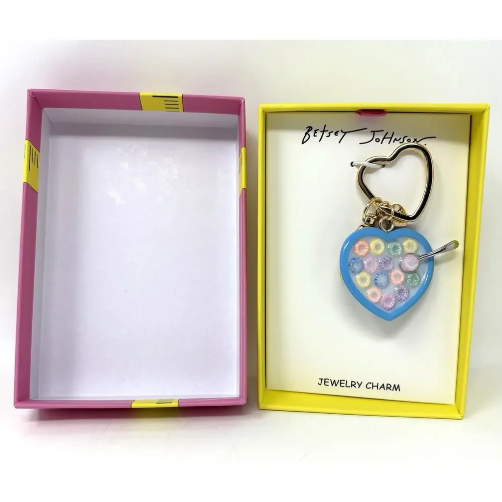 Betsey Johnson Cereal Bowl Key Fob Chain Ring Bag Charm Keyring Keychain 4” NWT